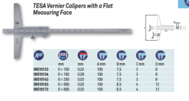 Tesa 00510133 vernier depth caliper with flat measuring face 0-150mm