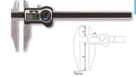 Tesa 00530437 twin-cal IP67 digital caliper with rounded measuring faces for internal dimensions and Knife-edge Jaws for External Dimensions 0-39