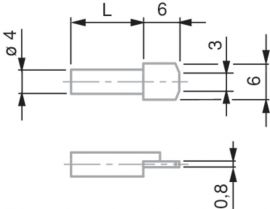 TESA 02660066 Probe Inserts with a Flat Rectangular Face, Length 12mm, Ø 4 mm Mounting Shaft for FMS Probes