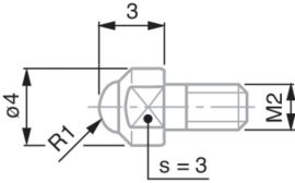 TESA 03510204 Insert with Hemispherical Face, M2 Thread 