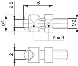 Tesa 03510503 Measuring Insert with Cylindrical Measuring Face, Lock Nut for Radial Alignment, M2 Thread