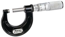 Starrett 436.1MXFL-25 Outside Micrometer features friction thimble, lock nut, and carbide face. 0.01mm Grad