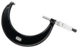 Starrett 436.1MXRL-125 Outside Micrometer features ratchet stop, lock nut and carbide face. 0.01mm Grad