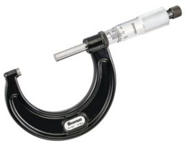 Starrett 436.1MXRL-50 Outside Micrometer features ratchet stop, lock nut and carbide face. 0.01mm Grad