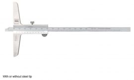 Tesa 00510224 Vernier depth caliper with short cut measuring face with tip Range 0-150, Graduation 0.05mm