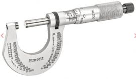 Starrett T230XRL Outside Micrometer includes a ratchet stop, lock nut, carbide face, and . 0-1