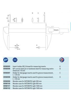 Tesa 00560097 holder for dial gauge styli on caliper L=28mm