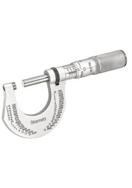 Starrett T230XFL Outside Micrometer includes 0-1" range, friction thimble, lock nut, carbide face, 0-1" Range, .0001" Grad.